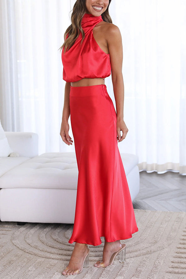 KELLY -  TWO-PIECE SATIN DRESS