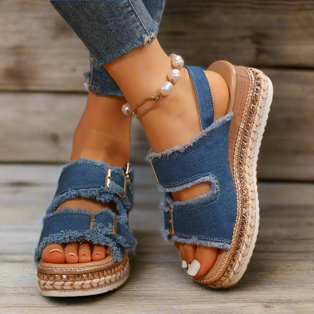 SARA - CASUAL DENIM WEDGES