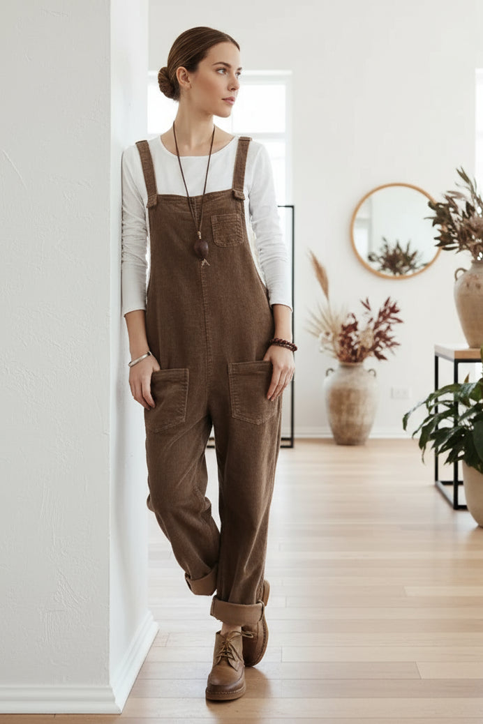 MOLLY - WIDE LEG CORDUROY OVERALLS