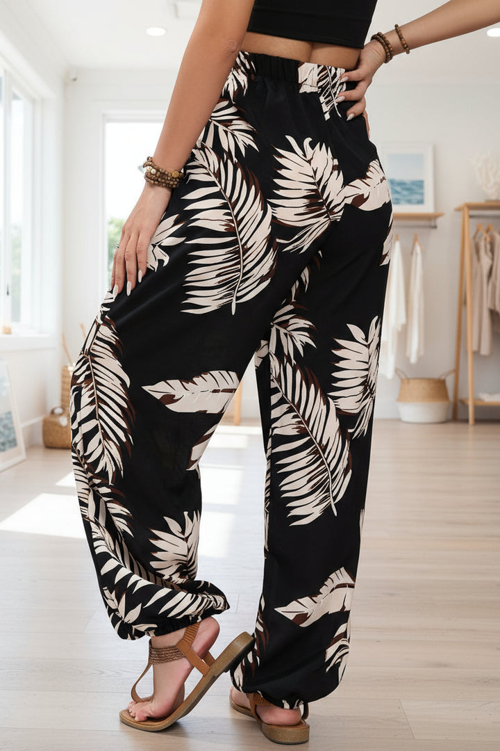 LINDE - LEAF PRINT SUMMER PANTS