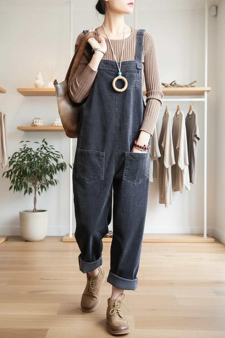 MOLLY - WIDE LEG CORDUROY OVERALLS
