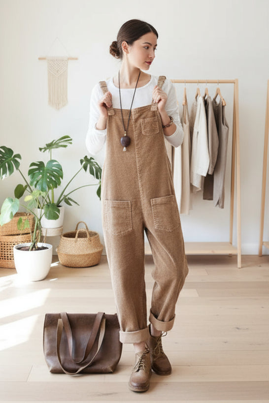 MOLLY - WIDE LEG CORDUROY OVERALLS