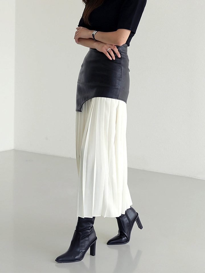 JESSY - ASYMMETRIC FAUX LEATHER SKIRT
