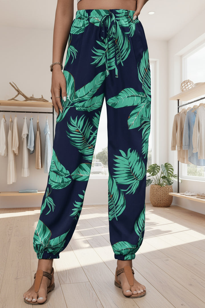 LINDE - LEAF PRINT SUMMER PANTS