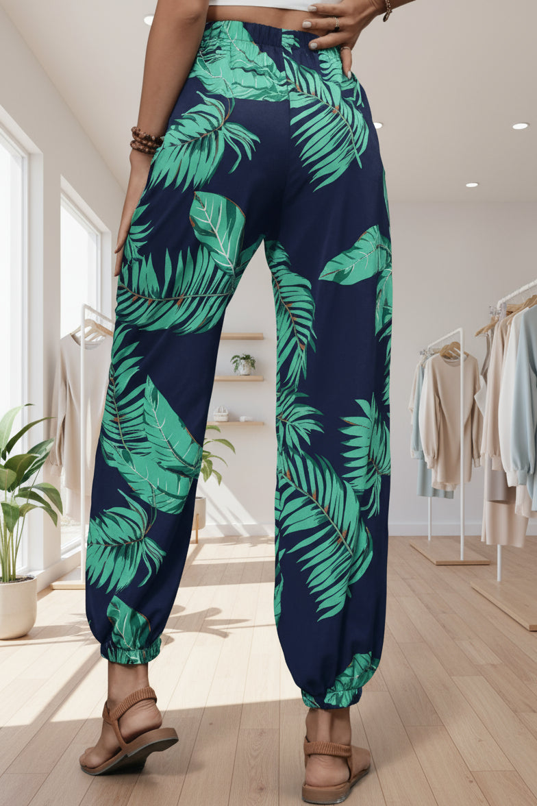 LINDE - LEAF PRINT SUMMER PANTS