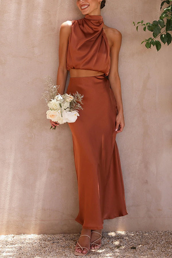KELLY -  TWO-PIECE SATIN DRESS