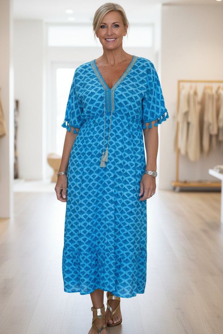 LAYLA - VIBRANT GEOMETRIC MIDI DRESS