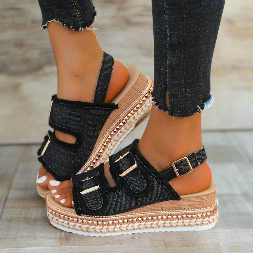 SARA - CASUAL DENIM WEDGES