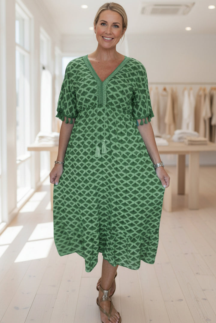 LAYLA - VIBRANT GEOMETRIC MIDI DRESS