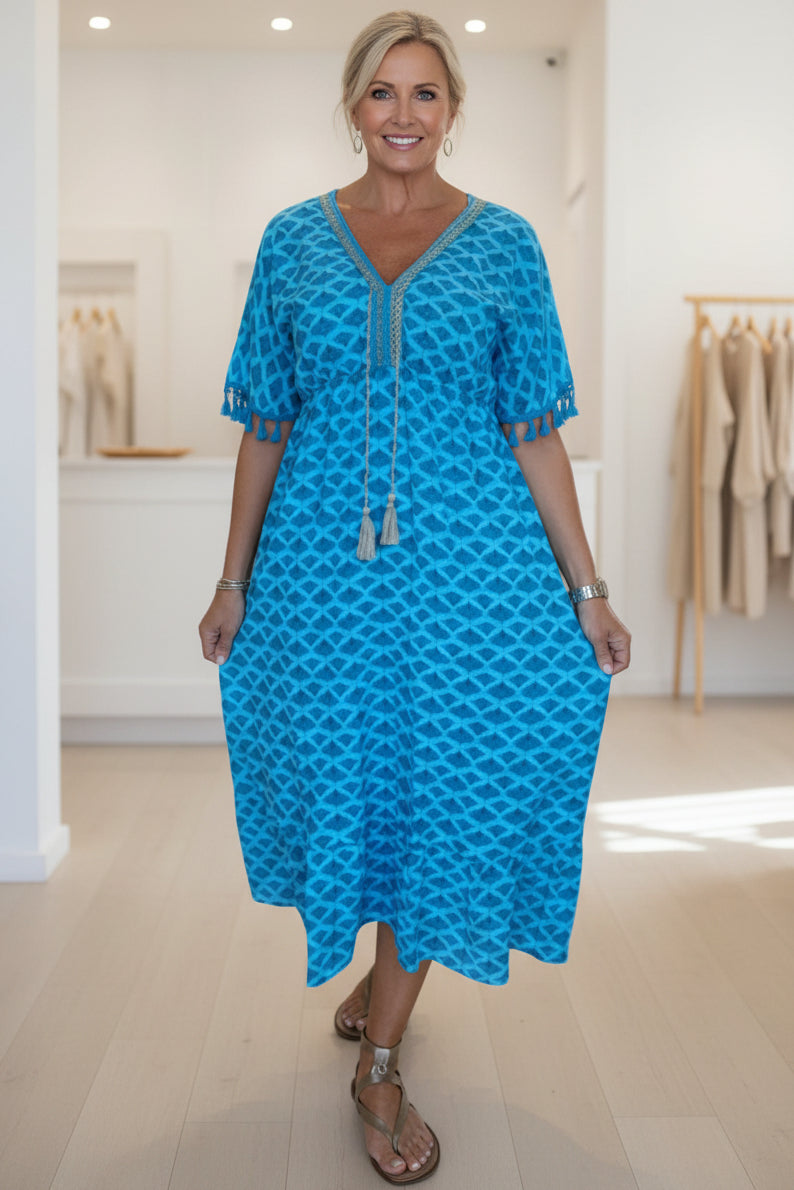 LAYLA - VIBRANT GEOMETRIC MIDI DRESS