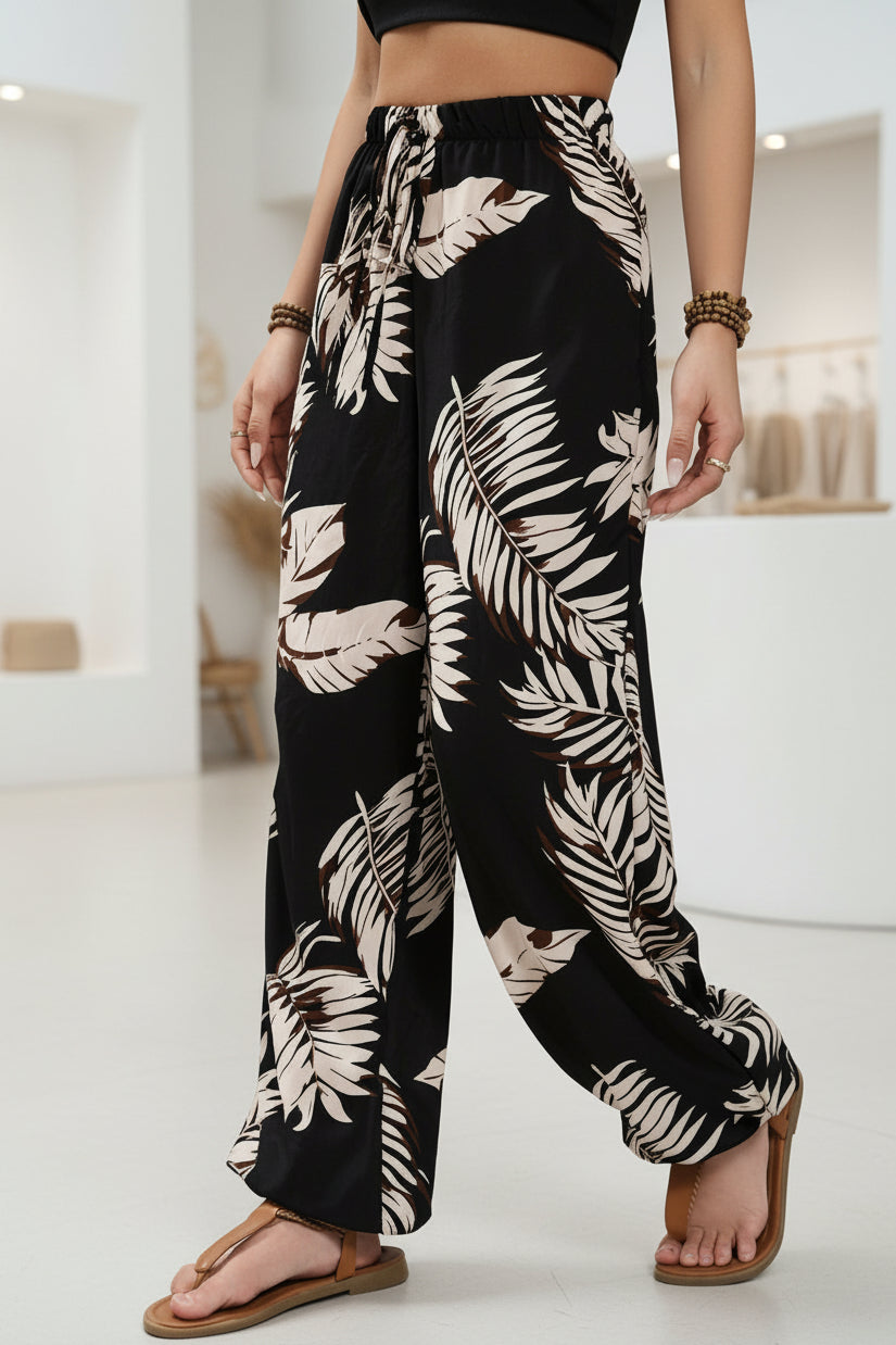 LINDE - LEAF PRINT SUMMER PANTS