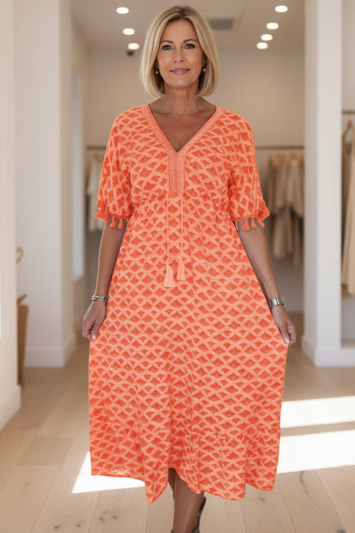 LAYLA - VIBRANT GEOMETRIC MIDI DRESS