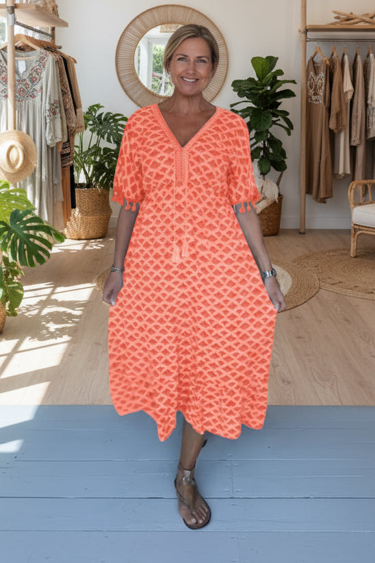 LAYLA - VIBRANT GEOMETRIC MIDI DRESS