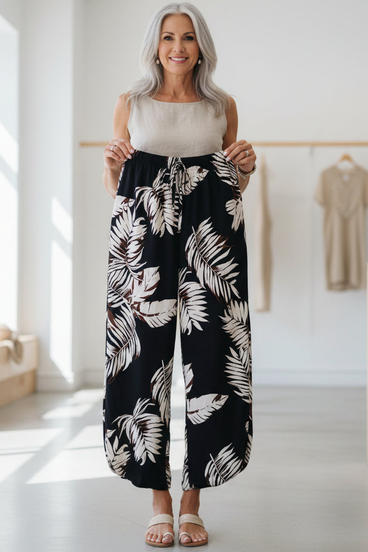 LINDE - LEAF PRINT SUMMER PANTS