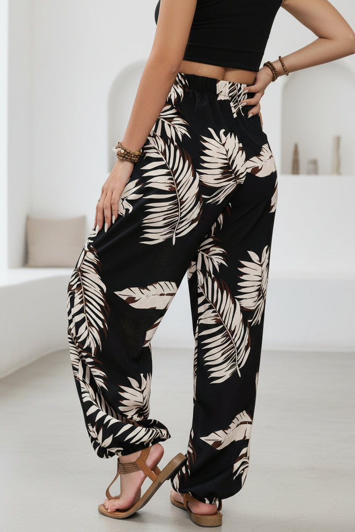 LINDE - LEAF PRINT SUMMER PANTS