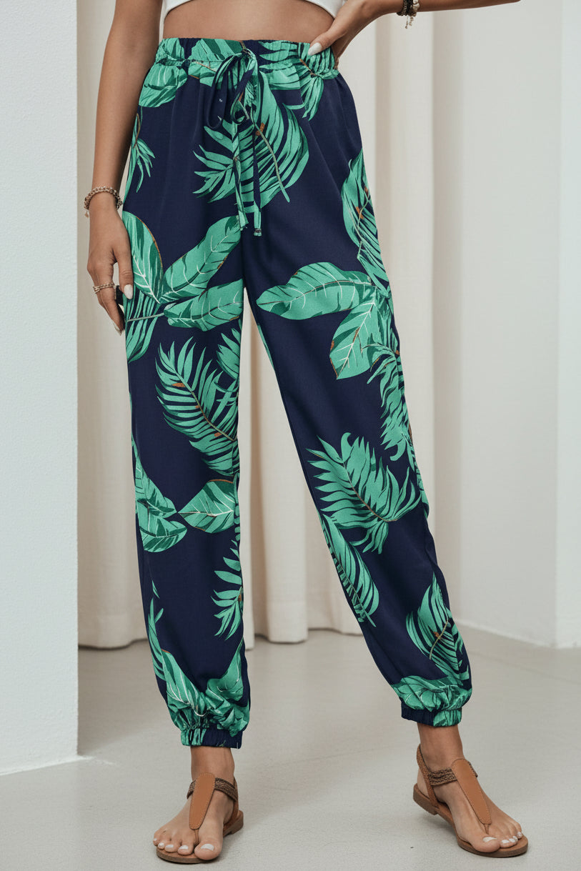 LINDE - LEAF PRINT SUMMER PANTS