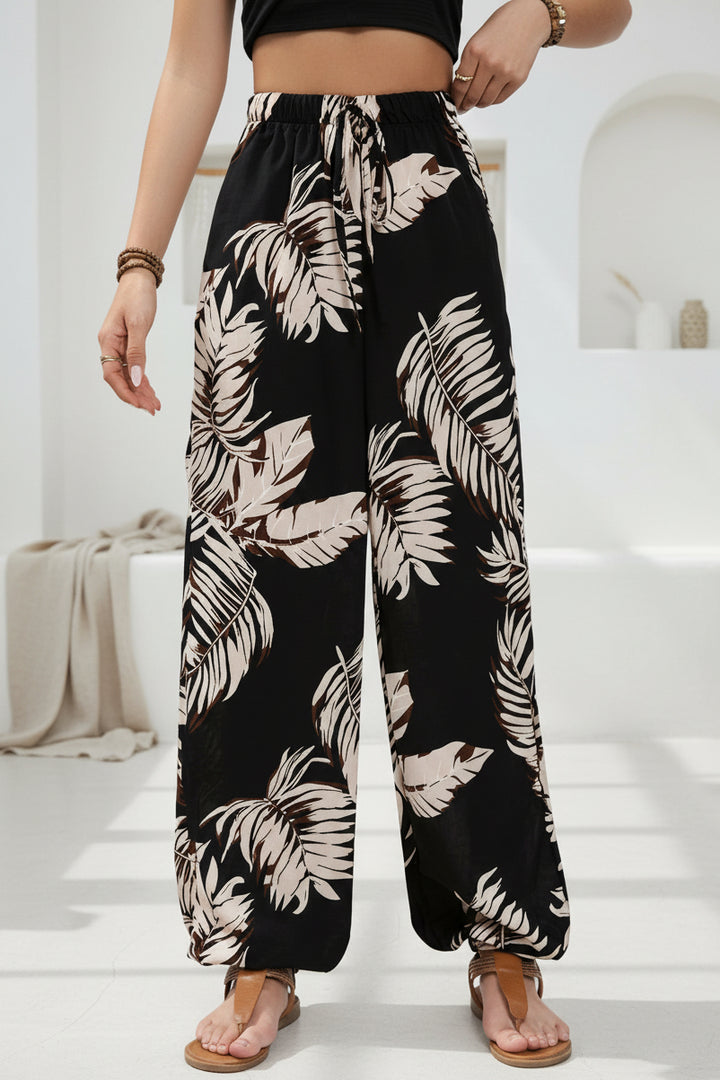 LINDE - LEAF PRINT SUMMER PANTS