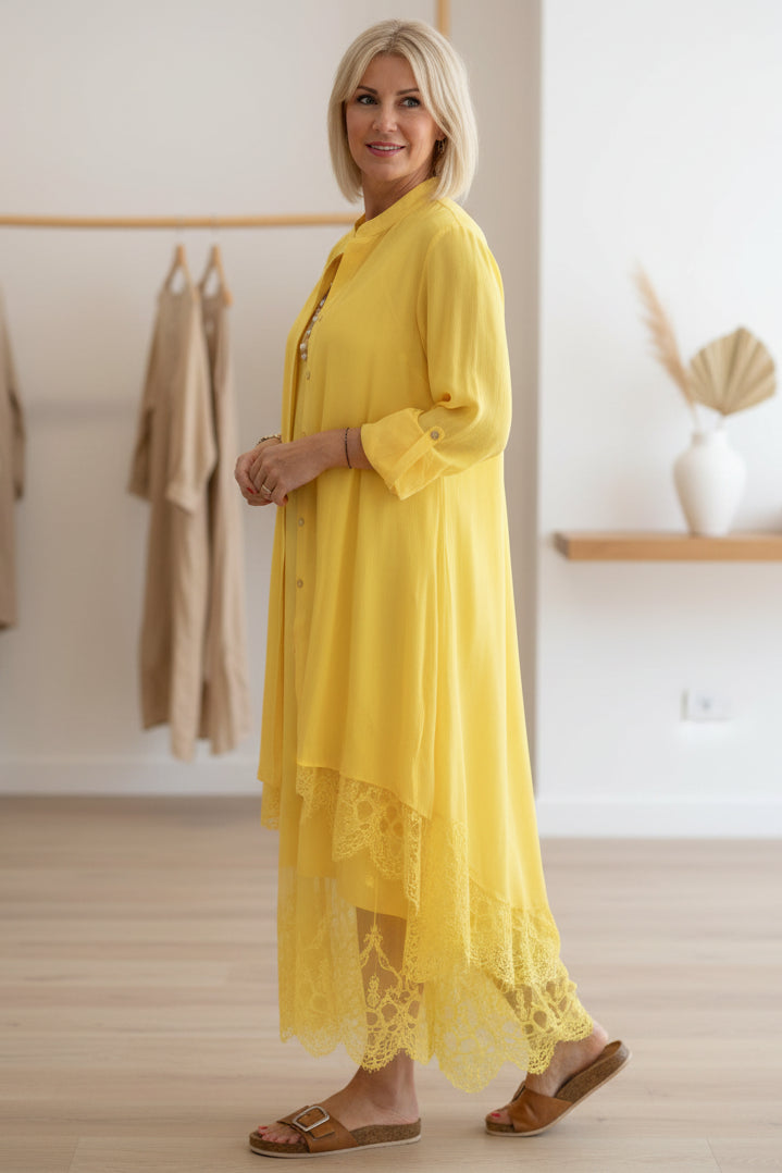 LYRA – LACE TRIM FLOW DRESS