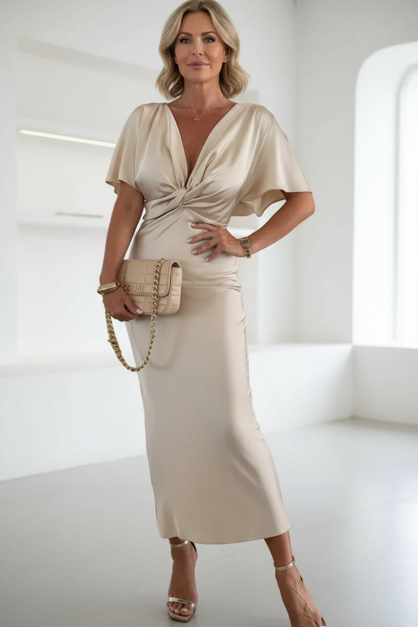 MOIRA – LUXE TWIST MIDI DRESS