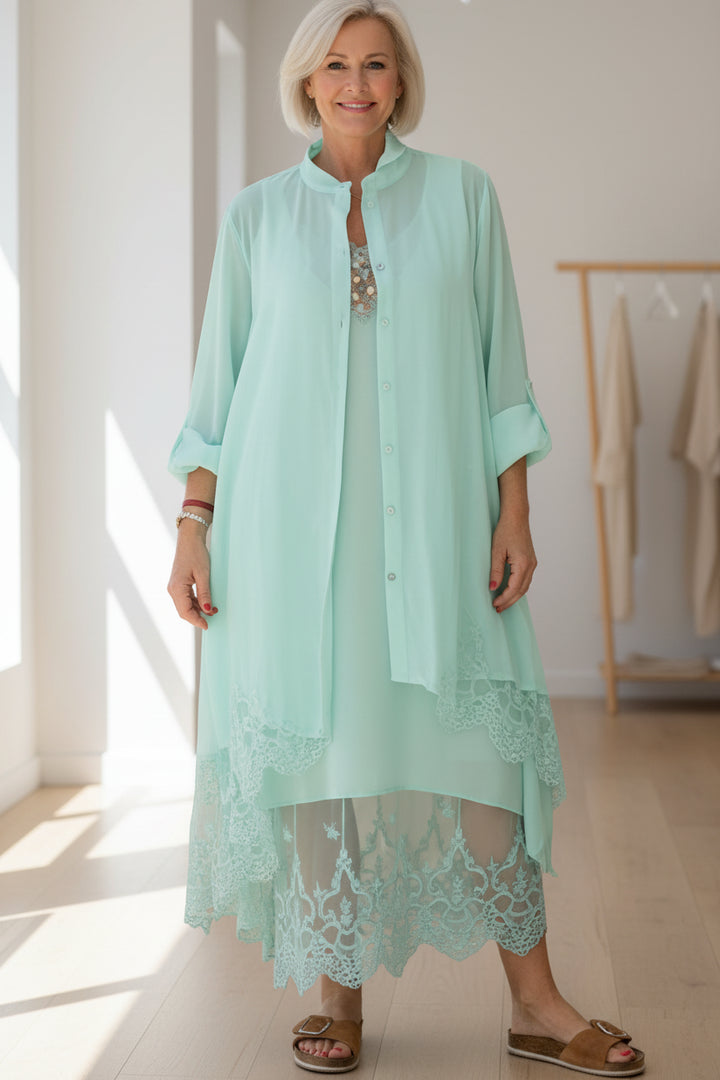 LYRA – LACE TRIM FLOW DRESS