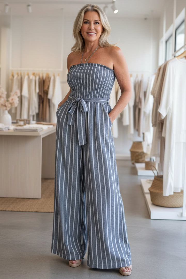LEONORA – STRAPLESS WIDE-LEG JUMPSUIT
