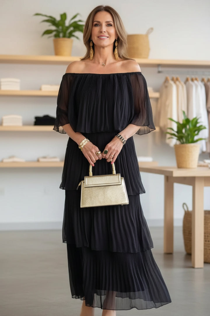 NOIRÉ - PLEATED EVENING GOWN