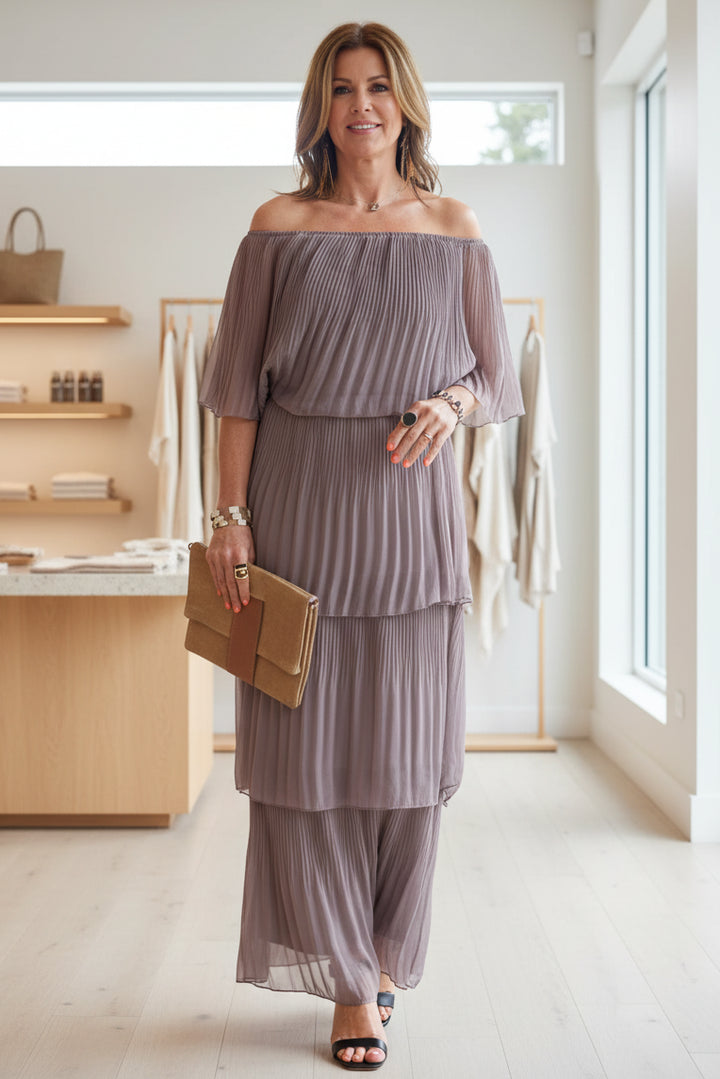 NOIRÉ - PLEATED EVENING GOWN