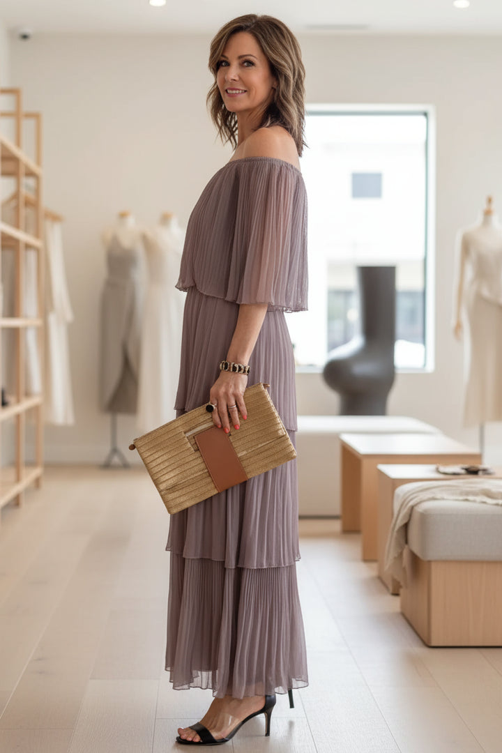 NOIRÉ - PLEATED EVENING GOWN