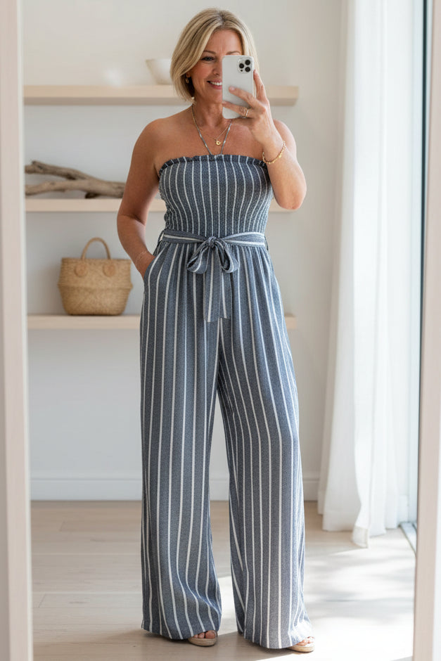 LEONORA – STRAPLESS WIDE-LEG JUMPSUIT