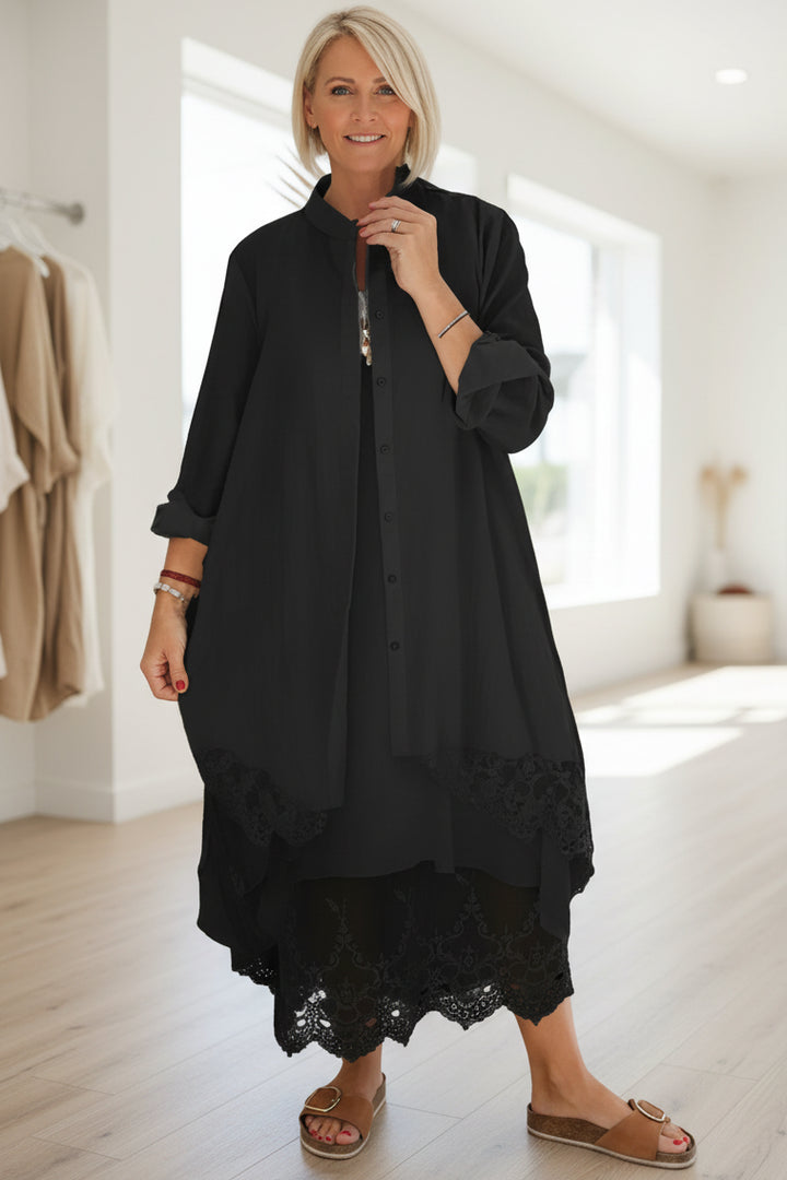 LYRA – LACE TRIM FLOW DRESS