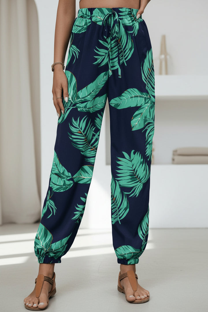 LINDE - LEAF PRINT SUMMER PANTS