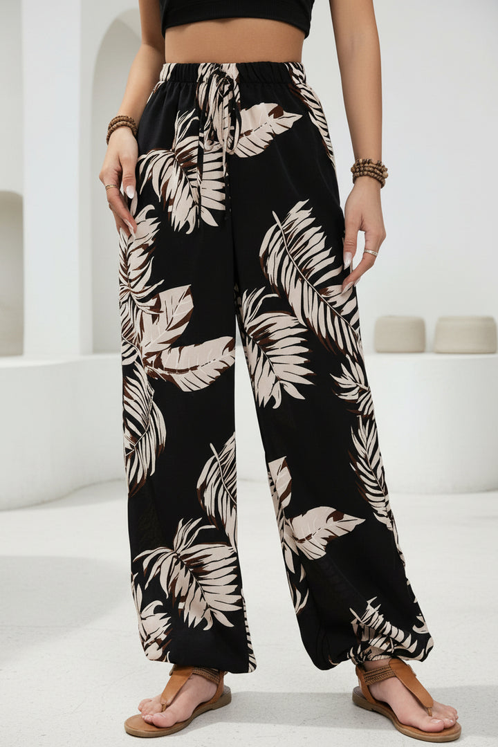LINDE - LEAF PRINT SUMMER PANTS