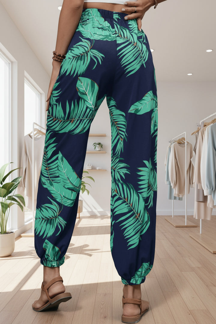 LINDE - LEAF PRINT SUMMER PANTS