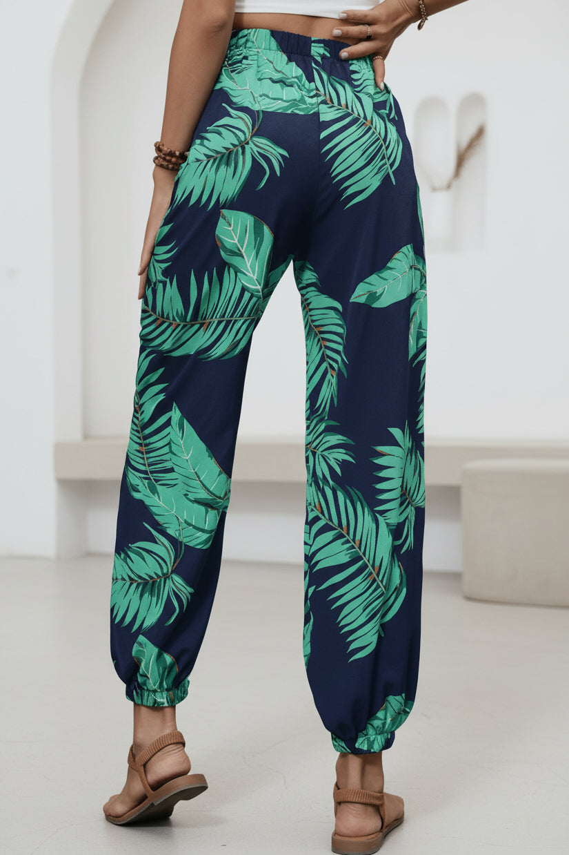 LINDE - LEAF PRINT SUMMER PANTS