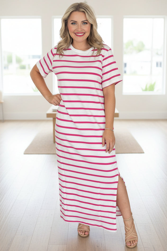 MEI - STRIPED MAXI DRESS